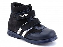 121-2,12,9 Тотто (Totto), ботинки детские утепленные ортопедические профилактические, кожа, нубук, синий, белый. в Владимире