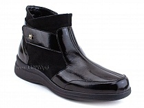 84-3и5-22-408/30 Рикосс (Ricoss) ботинки для взрослых демисезонные утепленные, ворсин, кожа лак, замша, черный, полнота 9. в Владимире