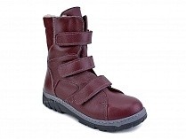 285б (22-31) Аквелла (Akwella), ботинки  детские ортопедические с высоким берцем, демисезонные, ворсин, кожа, бордовый в Владимире