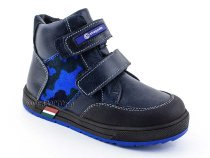 35124Б ШагоВита (Shagovita), ботинки детские демисезонные ортопедические профилактические, кожа, байка, черный, синий в Владимире