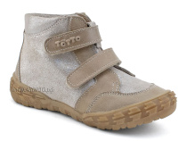 201-191,138 Тотто (Totto), ботинки демисезонние детские профилактические на байке, кожа, серо-бежевый в Владимире