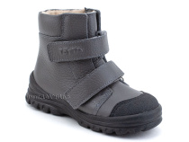 3381-721 Тотто (Totto), ботинки детские утепленные ортопедические профилактические, байка, кожа, серый в Владимире
