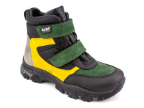 088-111-282-450 (31-36) Джойшуз (Djoyshoes) ботинки детские зимние мембранные ортопедические профилактические, натуральный мех, мембрана, нубук, кожа, черный, желтый, зеленый в Владимире