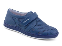30024-702 Тотто (Totto), туфли школьные ортопедические профилактические, кожа перфорированная, синий в Владимире