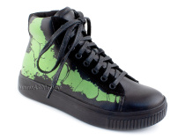 55317Б ШагоВита (Shagovita), ботинки детские  профилактические, кожа, байка, черный, зеленый в Владимире
