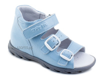 0313-9-603 Тотто (Totto), сандалии детские открытые ортопедические профилактические, кожа, голубой в Владимире