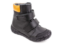 338-701,15 Тотто (Totto) ботинки детские  ортопедические профилактические, байка, кожа, черный, оранжевый в Владимире