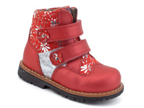 2031-13 Миниколор (Minicolor), ботинки детские ортопедические профилактические утеплённые, кожа, байка, красный в Владимире